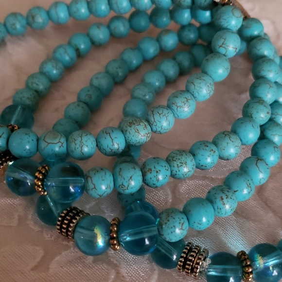 4 Strand Turquoise Color Boho Bracelet - Picture 4 of 5